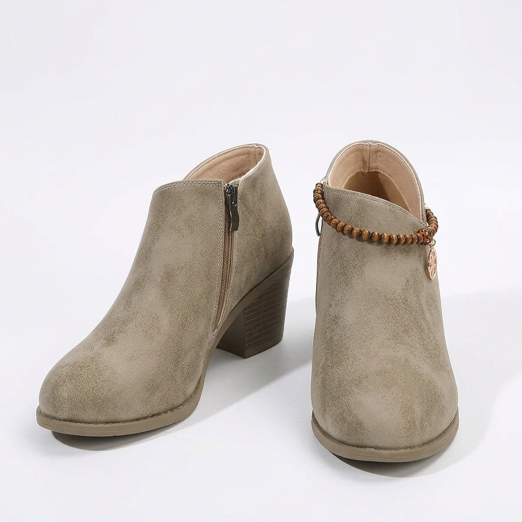 Chunky Heel Round Toe Ankle Boots