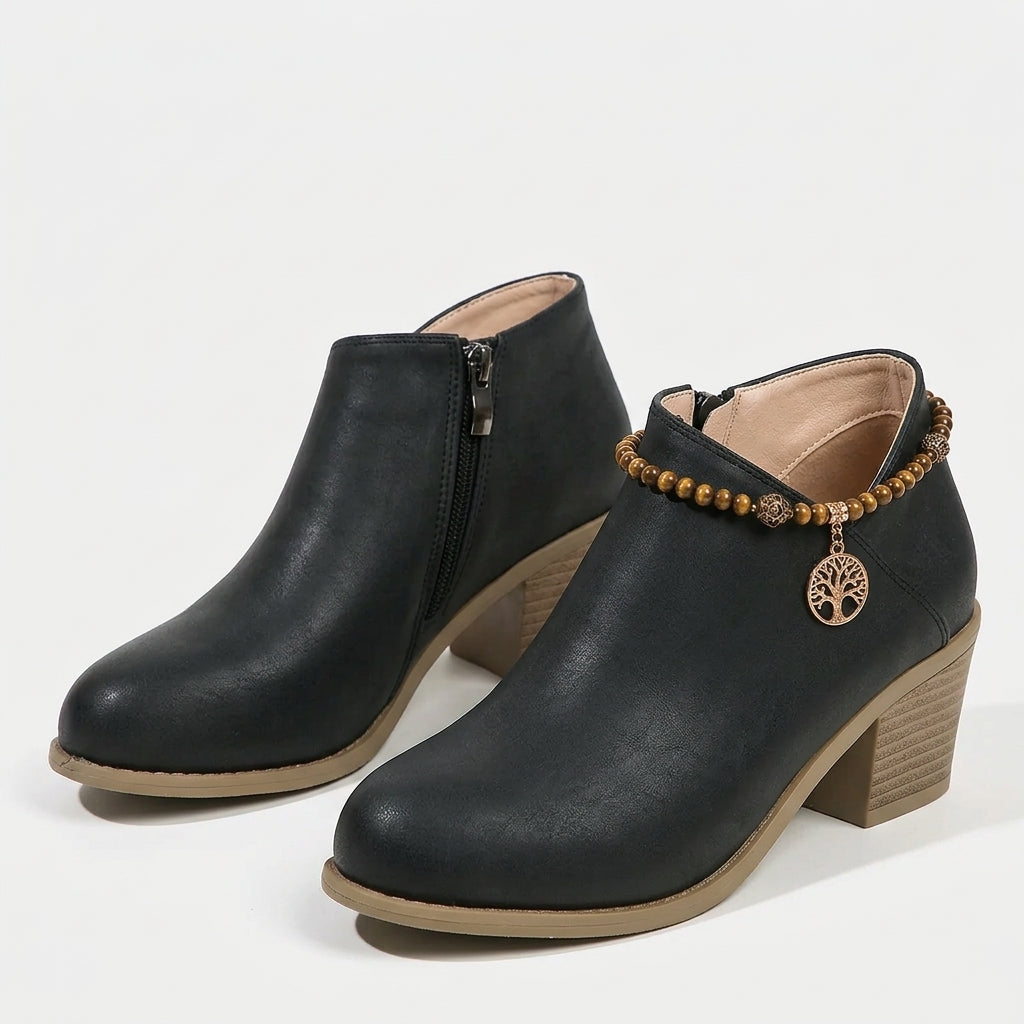 Chunky Heel Round Toe Ankle Boots