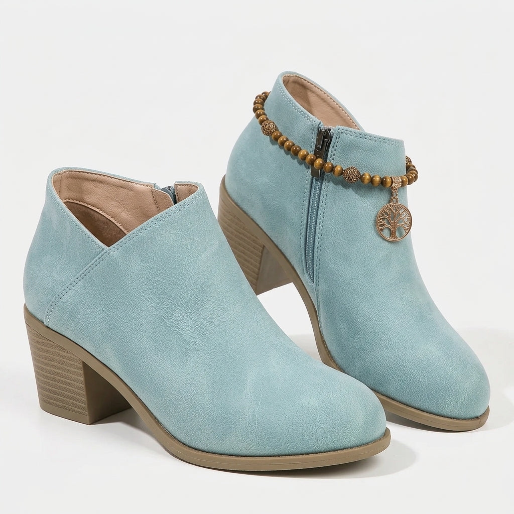 Chunky Heel Round Toe Ankle Boots